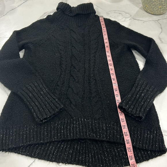 Simply Vera Wang Cable Knit Black Turtleneck Sweater/Silver Sparkle. Size L(812) - Picture 11 of 13